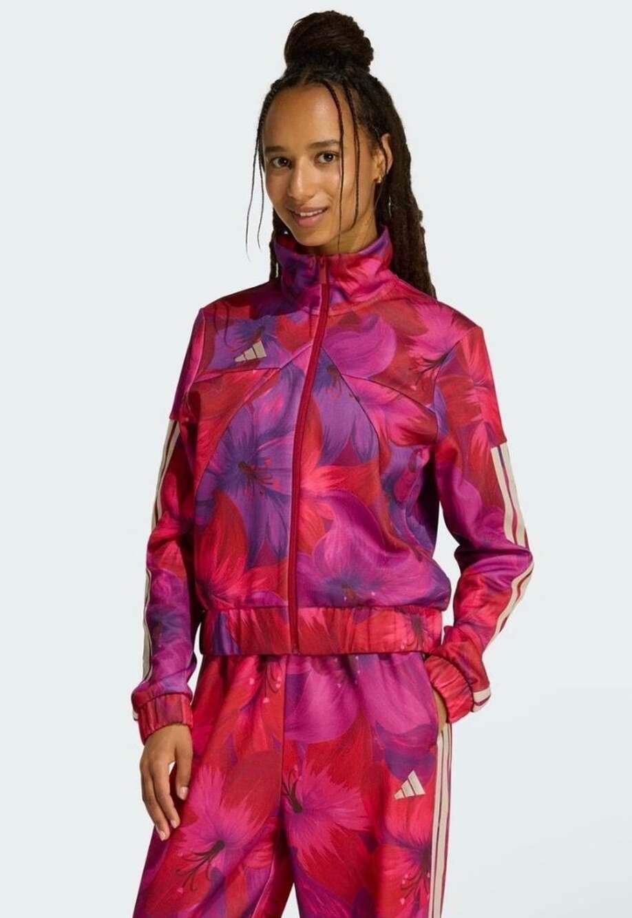 67 Adidas x FARM Rio House of Tiro Track Top Jacket Pink Floral Women's